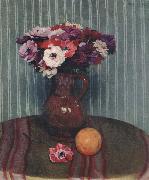 Felix Vallotton Still life with Anemones and Orange Sweden oil painting artist